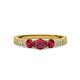 3 - Ayaka Ruby Three Stone with Side Diamond Ring 
