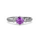 3 - Lucine Signature Three Stone with Side Diamond Engagement Ring 