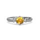3 - Lucine Signature Three Stone with Side Diamond Engagement Ring 