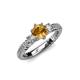 4 - Lucine Signature Three Stone with Side Diamond Engagement Ring 