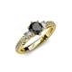 4 - Lucine Signature Three Stone with Side Diamond Engagement Ring 