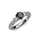 4 - Lucine Signature Three Stone with Side Diamond Engagement Ring 