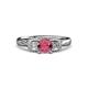 3 - Erela Signature Three Stone with Side Diamond Engagement Ring 