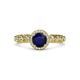 3 - Riona Signature Blue Sapphire and Diamond Halo Engagement Ring 