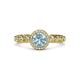 3 - Riona Signature Aquamarine and Diamond Halo Engagement Ring 