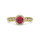 3 - Riona Signature Ruby and Diamond Halo Engagement Ring 
