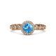 3 - Riona Signature Blue Topaz and Diamond Halo Engagement Ring 