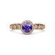 3 - Riona Signature Iolite and Diamond Halo Engagement Ring 