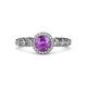 3 - Riona Signature Amethyst and Diamond Halo Engagement Ring 
