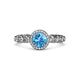 3 - Riona Signature Blue Topaz and Diamond Halo Engagement Ring 