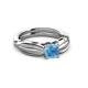 3 - Kayla Signature Blue Topaz and Diamond Solitaire Plus Engagement Ring 