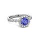 3 - Aelan Signature Round Tanzanite and Diamond Floral Halo Engagement Ring 