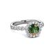 3 - Aelan Signature Round Diamond and Lab Created Alexandrite Floral Halo Engagement Ring 
