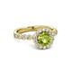 3 - Aelan Signature Peridot and Diamond Floral Halo Engagement Ring 