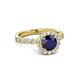 3 - Aelan Signature Blue Sapphire and Diamond Floral Halo Engagement Ring 