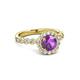3 - Aelan Signature Amethyst and Diamond Floral Halo Engagement Ring 