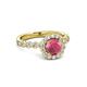 3 - Aelan Signature Rhodolite Garnet and Diamond Floral Halo Engagement Ring 