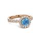 3 - Aelan Signature Blue Topaz and Diamond Floral Halo Engagement Ring 