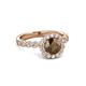 3 - Aelan Signature Smoky Quartz and Diamond Floral Halo Engagement Ring 