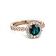 3 - Aelan Signature Blue and White Diamond Floral Halo Engagement Ring 