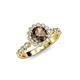 4 - Aelan Signature Smoky Quartz and Diamond Floral Halo Engagement Ring 