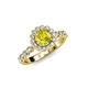 4 - Aelan Signature Yellow and White Diamond Floral Halo Engagement Ring 