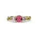 3 - Alika Signature Rhodolite Garnet and Diamond Three Stone Engagement Ring 