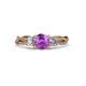 3 - Alika Signature Amethyst and Diamond Three Stone Engagement Ring 