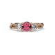 3 - Alika Signature Rhodolite Garnet and Diamond Three Stone Engagement Ring 