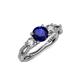 4 - Alika Signature Blue Sapphire and Diamond Three Stone Engagement Ring 