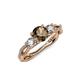 4 - Alika Signature Smoky Quartz and Diamond Three Stone Engagement Ring 