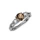 4 - Alika Signature Smoky Quartz and Diamond Three Stone Engagement Ring 