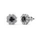 1 - Fleur Black and White Diamond Floral Halo Stud Earrings 