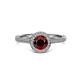 3 - Vida Signature Red Garnet and Diamond Halo Engagement Ring 