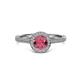 3 - Vida Signature Rhodolite Garnet and Diamond Halo Engagement Ring 