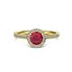3 - Vida Signature Ruby and Diamond Halo Engagement Ring 