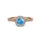 3 - Vida Signature Blue Topaz and Diamond Halo Engagement Ring 