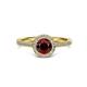 3 - Vida Signature Red Garnet and Diamond Halo Engagement Ring 