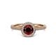 3 - Vida Signature Red Garnet and Diamond Halo Engagement Ring 