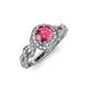 4 - Hana Signature Pink Tourmaline and Diamond Halo Engagement Ring 