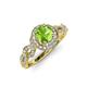 4 - Hana Signature Peridot and Diamond Halo Engagement Ring 