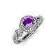 4 - Hana Signature Amethyst and Diamond Halo Engagement Ring 