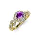 4 - Hana Signature Amethyst and Diamond Halo Engagement Ring 