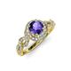 4 - Hana Signature Iolite and Diamond Halo Engagement Ring 