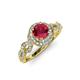 4 - Hana Signature Ruby and Diamond Halo Engagement Ring 