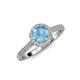 4 - Vida Signature Blue Topaz and Diamond Halo Engagement Ring 