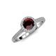 4 - Vida Signature Red Garnet and Diamond Halo Engagement Ring 