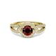 3 - Liora Signature Red Garnet and Diamond Eye Halo Engagement Ring 