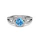 3 - Liora Signature Blue Topaz and Diamond Eye Halo Engagement Ring 