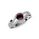 4 - Aimee Signature Red Garnet and Diamond Bypass Halo Engagement Ring 